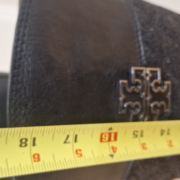 Tory Burch Melinda Black Gray Quilted Leather Riding Boots Equestrian Sz 8.5 - Picture 6 of 12